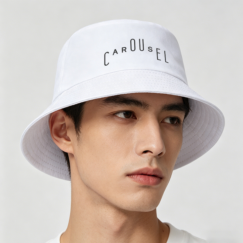Unisex Bucket Hat with Carousel Print Design - Classic Cotton Fisherman Hat for Outdoor Activities, Travel, and Casual Wear - Perfect for Adults Seeking Stylish Sun Protection and Comfortable Fit
