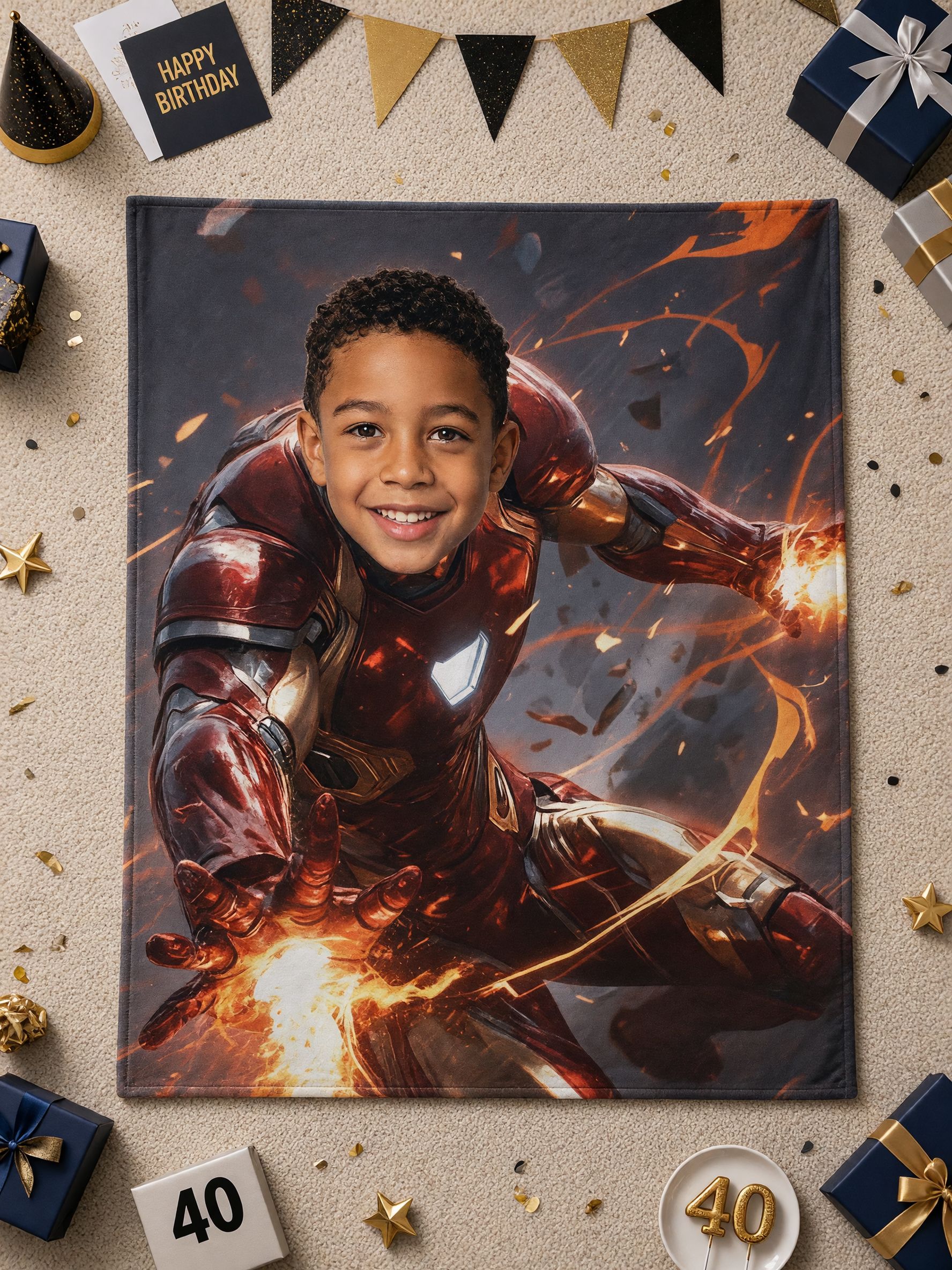Custom Face Photo Blanket Personalized Superhero Flannel Fleece Throw Soft Skin-Friendly Ideal Gift for Bed and Couch