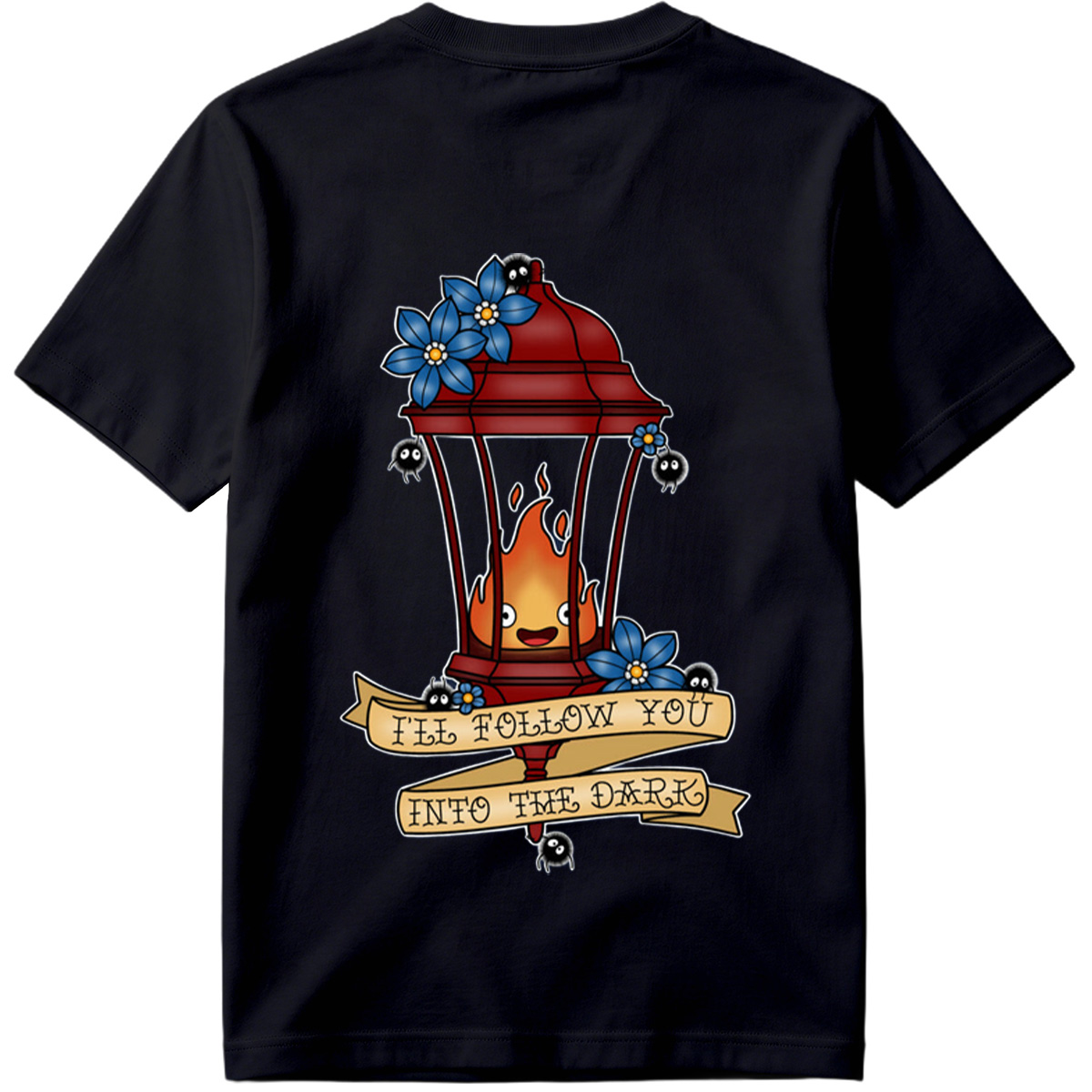 Lantern Flame with Blue Flowers and Moths: 