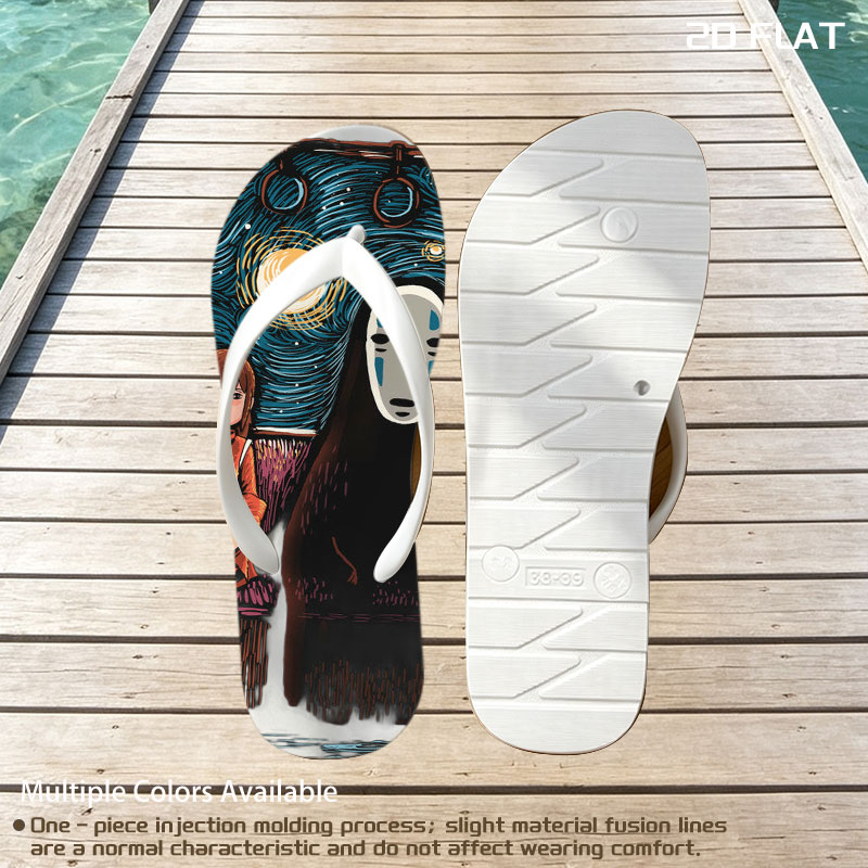 Chihiro and No-Face in a Starry Night Setting -  flip-flops