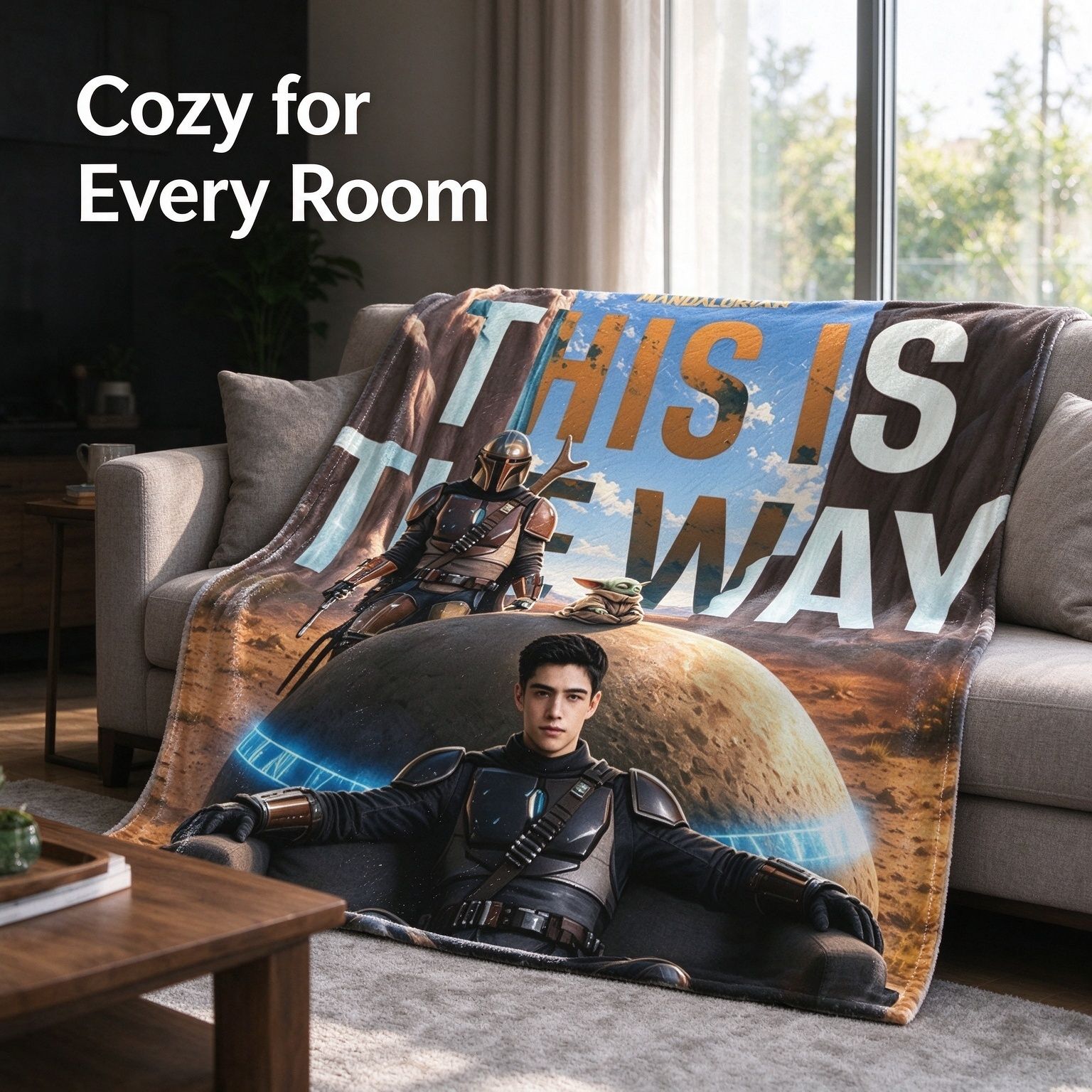Custom Photo Face Blanket Personalized Sci-Fi Hero Flannel Fleece Throw Skin-Friendly Anti-Pilling Cozy Bed Couch