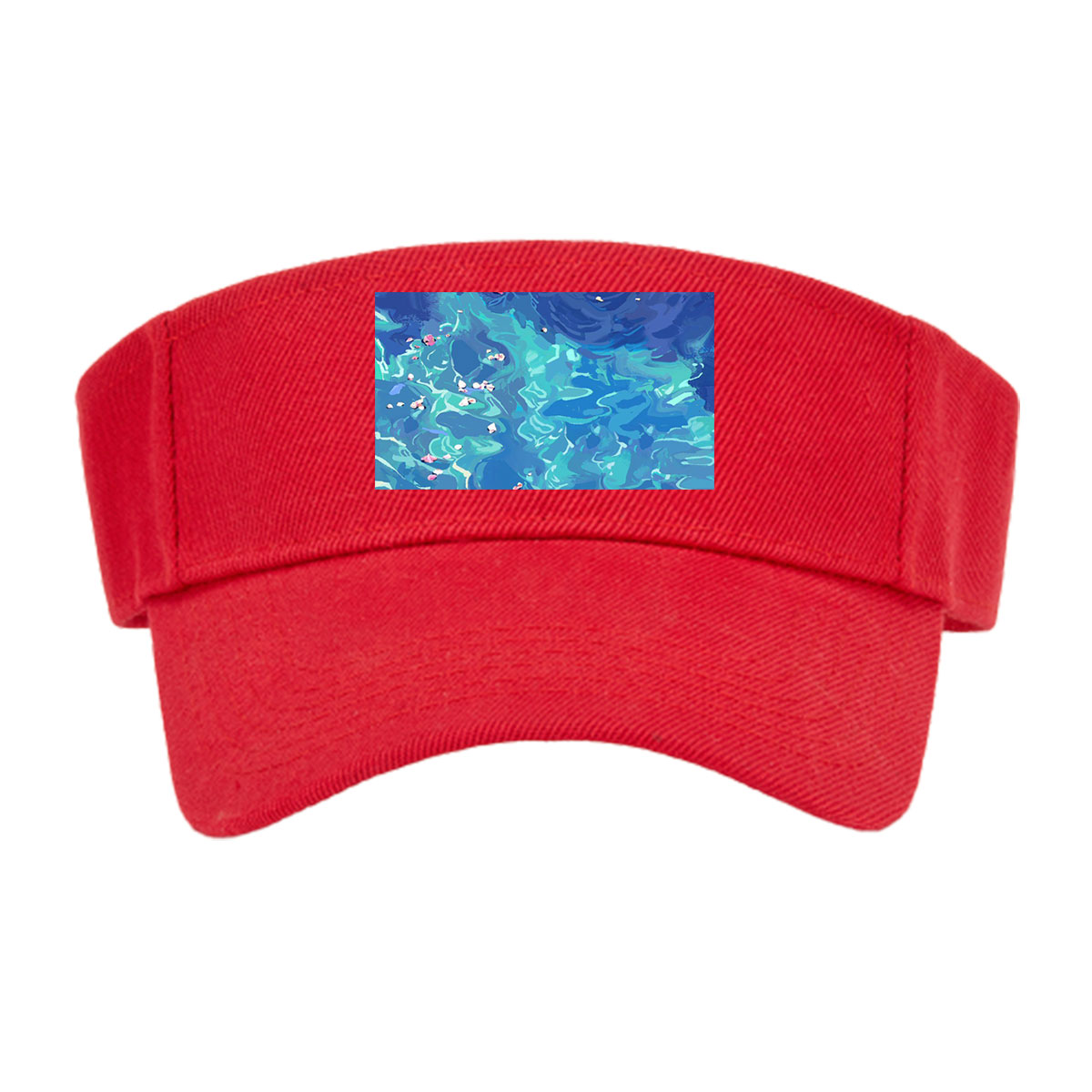 Ducks floating on a vibrant blue pond with scattered petals -  Visor cap