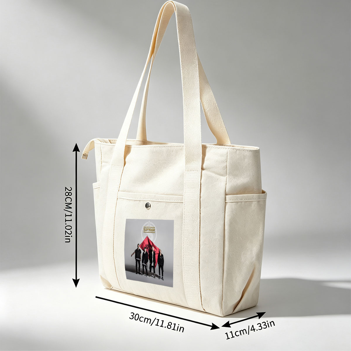 SPYAIR Band Members Standing with Red Flag in Studio Portrait - Multi-pocket bags