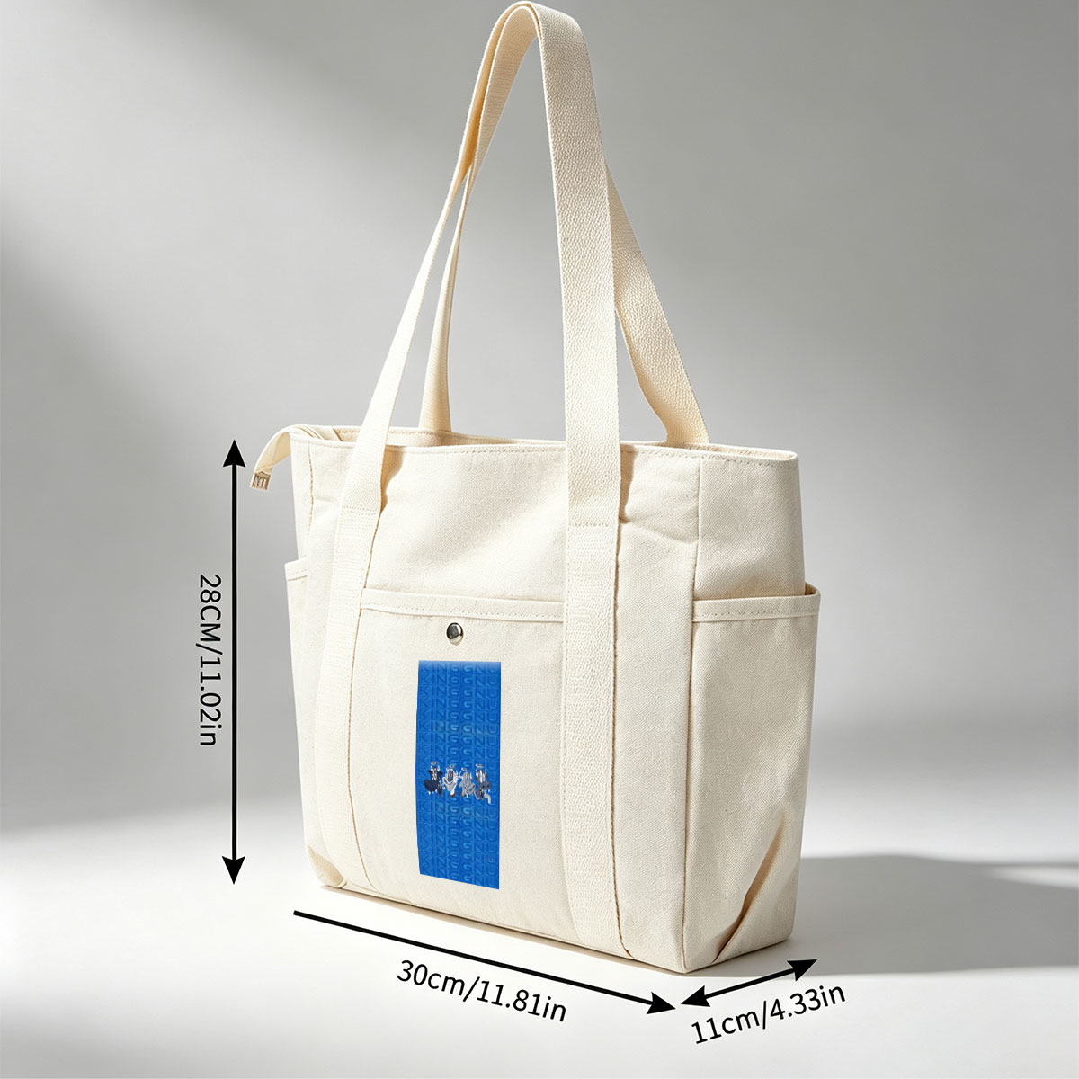 The Ren & Stimpy Show Characters on Blue Patterned Background - Multi-pocket bags