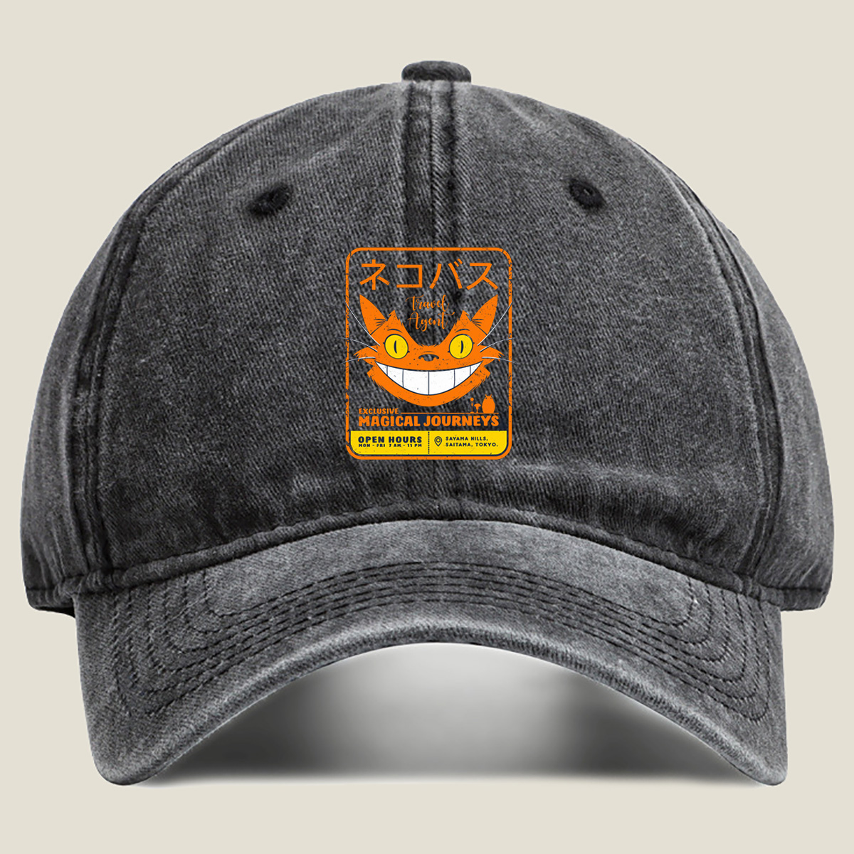 Catbus Travel Agent: Exclusive Magical Journeys - Washed Denim - Baseball Cap