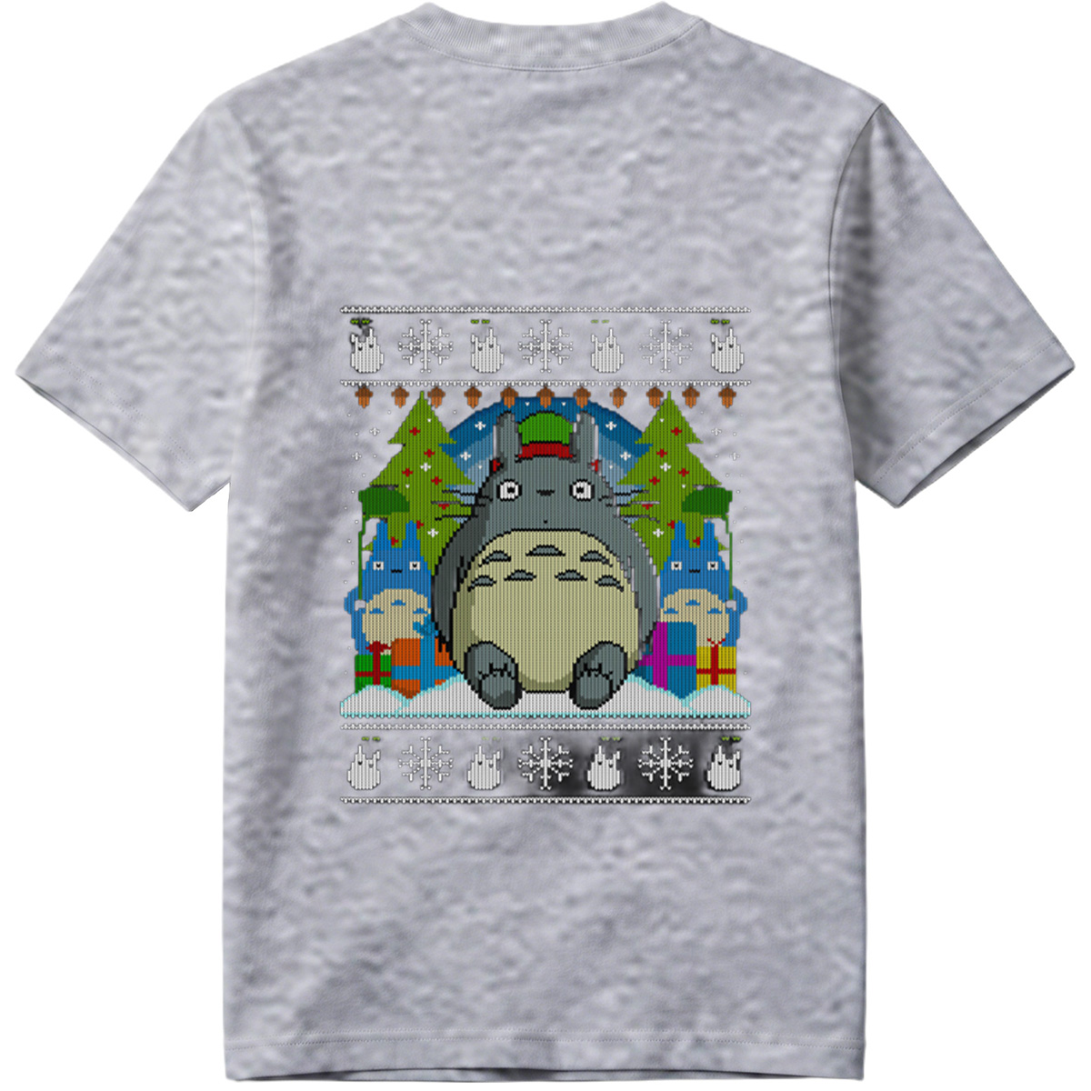 Totoro Christmas Knit Pattern - Tee