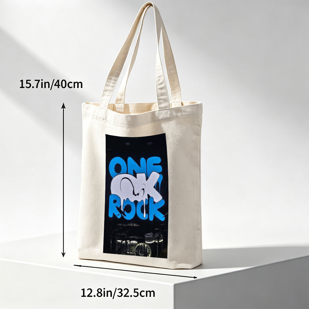 One Ok Rock Live Performance with Illuminated Stage Logo and Drum Set - Canvas tote bags