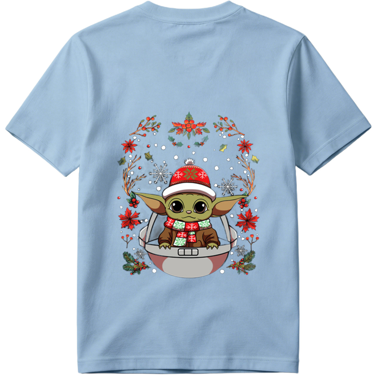 Baby Yoda in Christmas Hat and Scarf - Tee