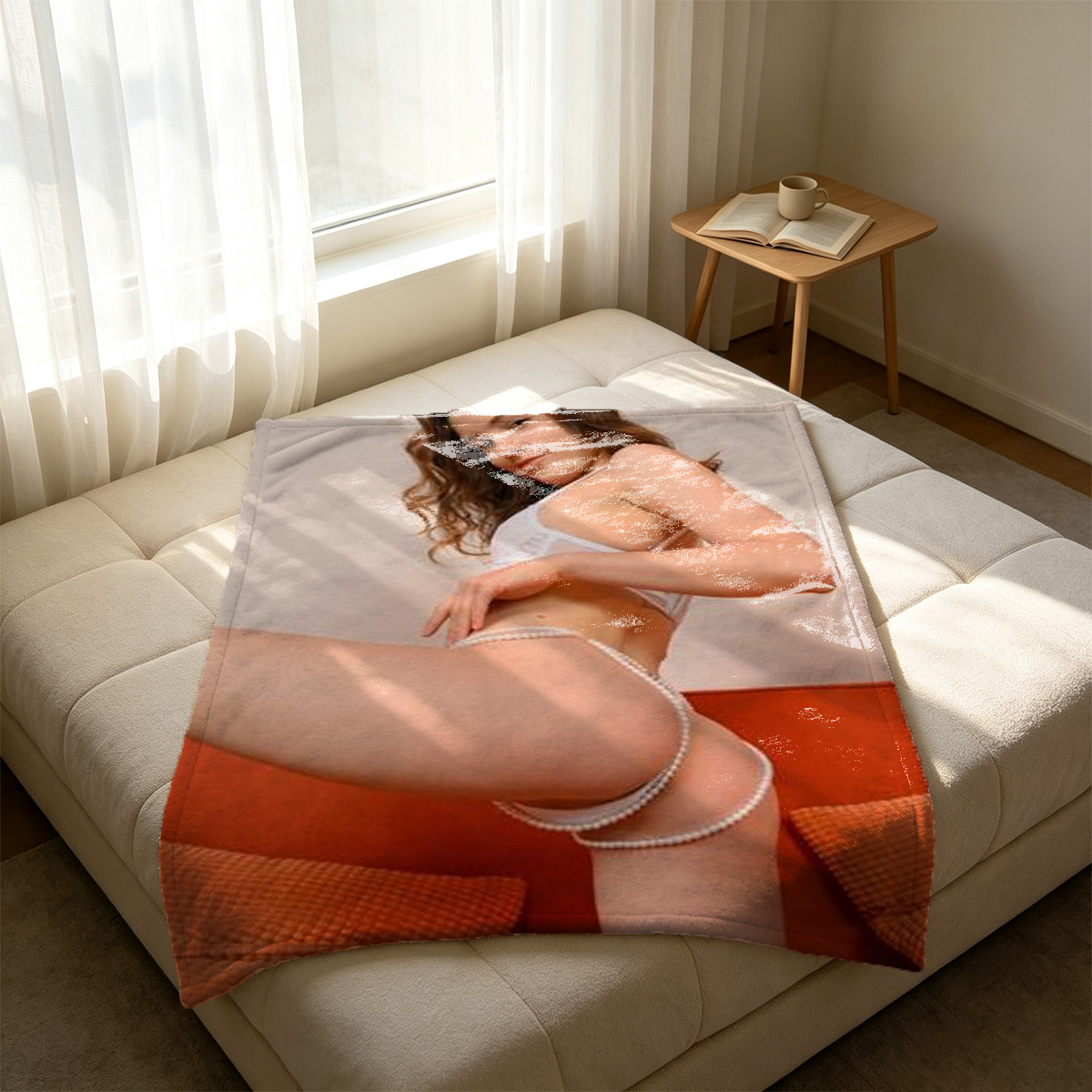 Red Lingerie Tease from Behind - Blanket