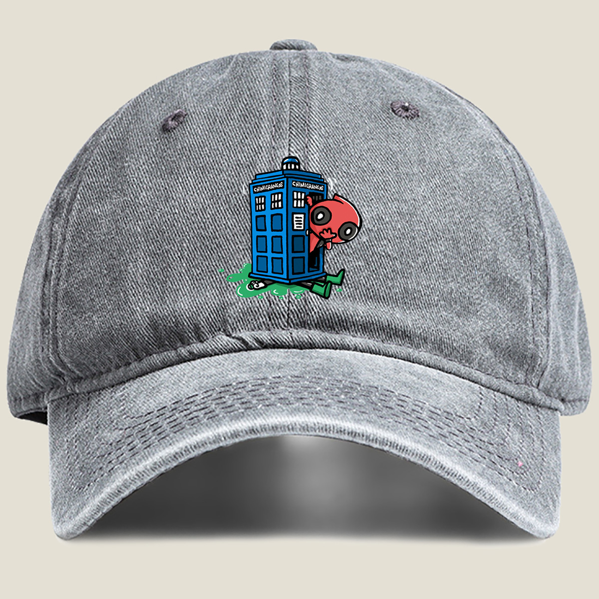 Rick and Morty Meets Doctor Who: Chimichangas TARDIS - Washed Denim - Baseball Cap
