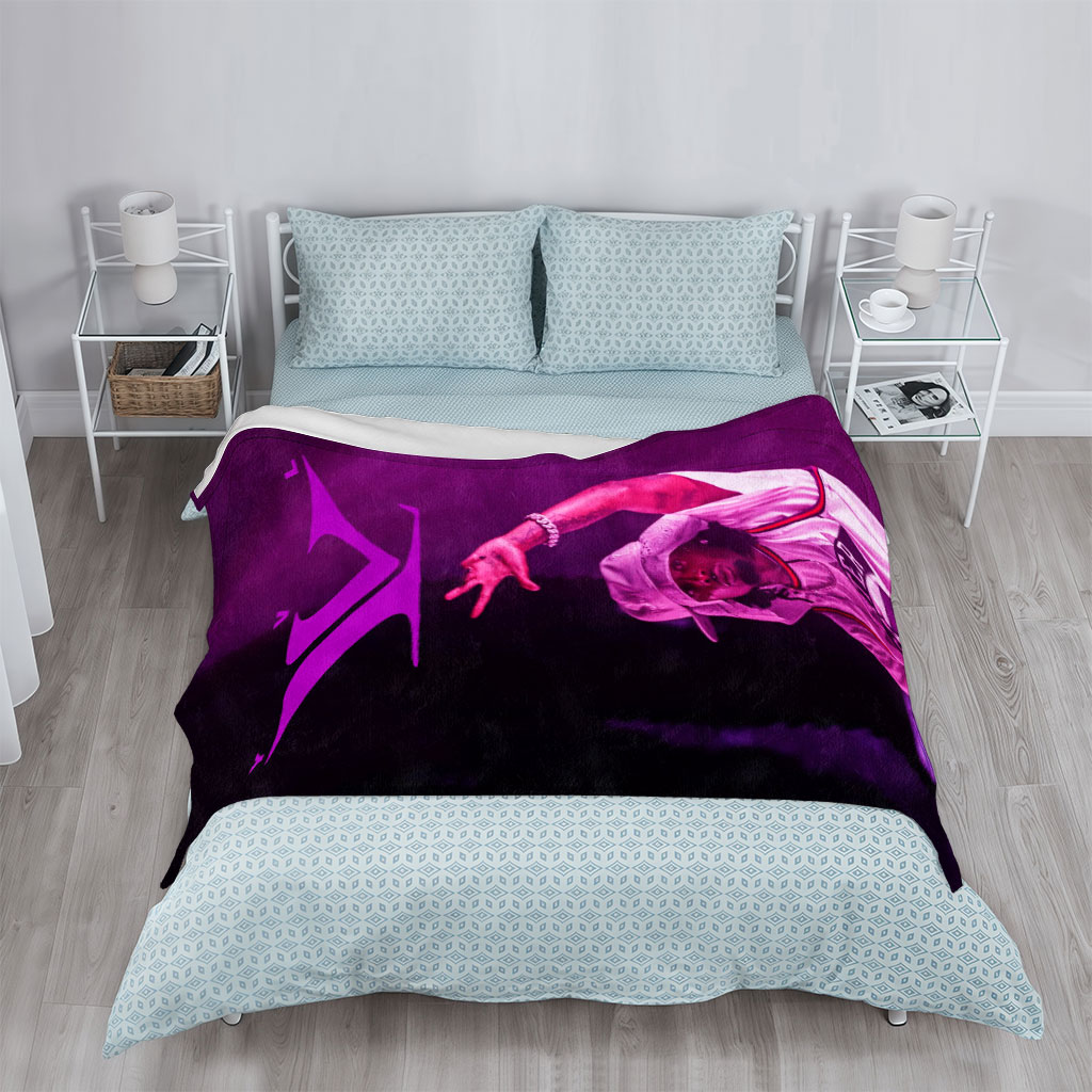 Lil Wayne Live Performance with Purple Lighting and Signature Hand Gesture - Blankets