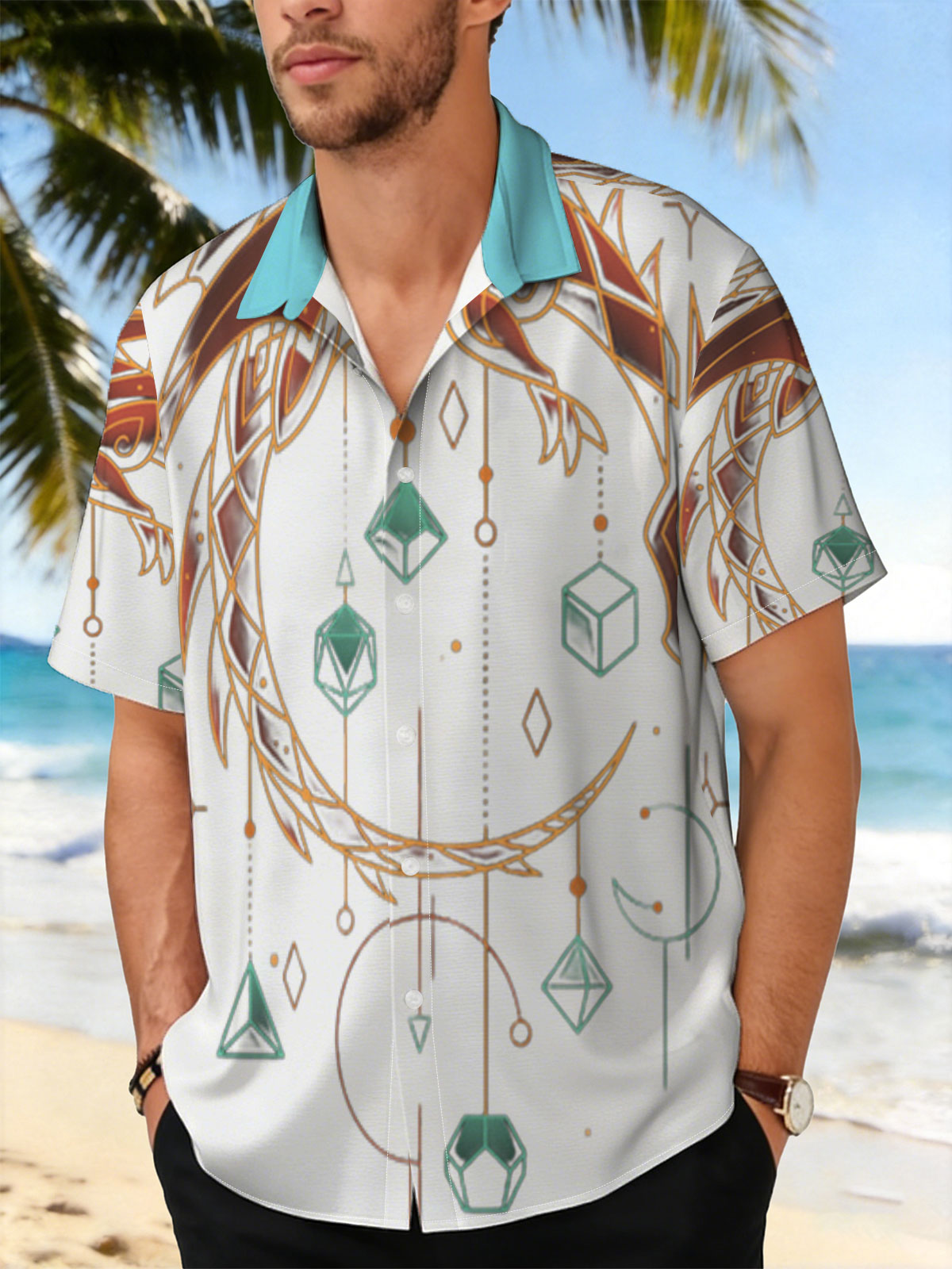 Dragon and Geometric Orbs: Mystical Design -  Shirt