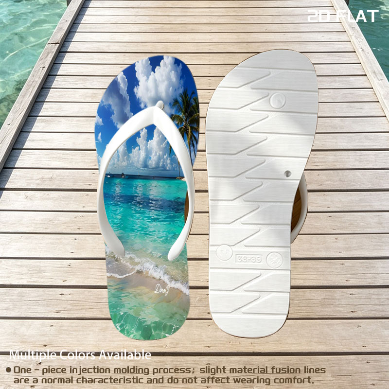 Crystal Clear Waters and Palm Trees Under a Blue Sky -  flip-flops