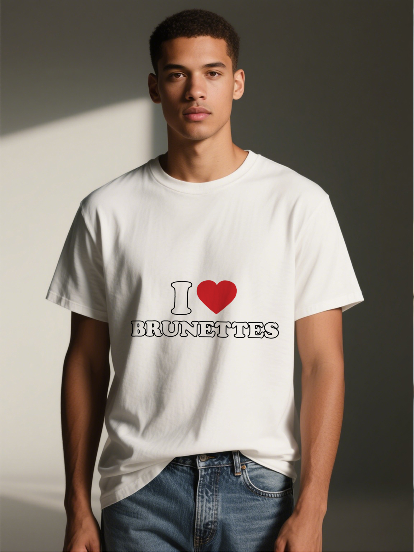 Men's I Love Brunettes Printed T-Shirt Funny Graphic Tee Casual Round Neck Lightweight Breathable Summer Short Sleeve T-Shirt for Everyday Wear, Dating, Parties, and Outings - Adult Unisex Fashion Statement Top