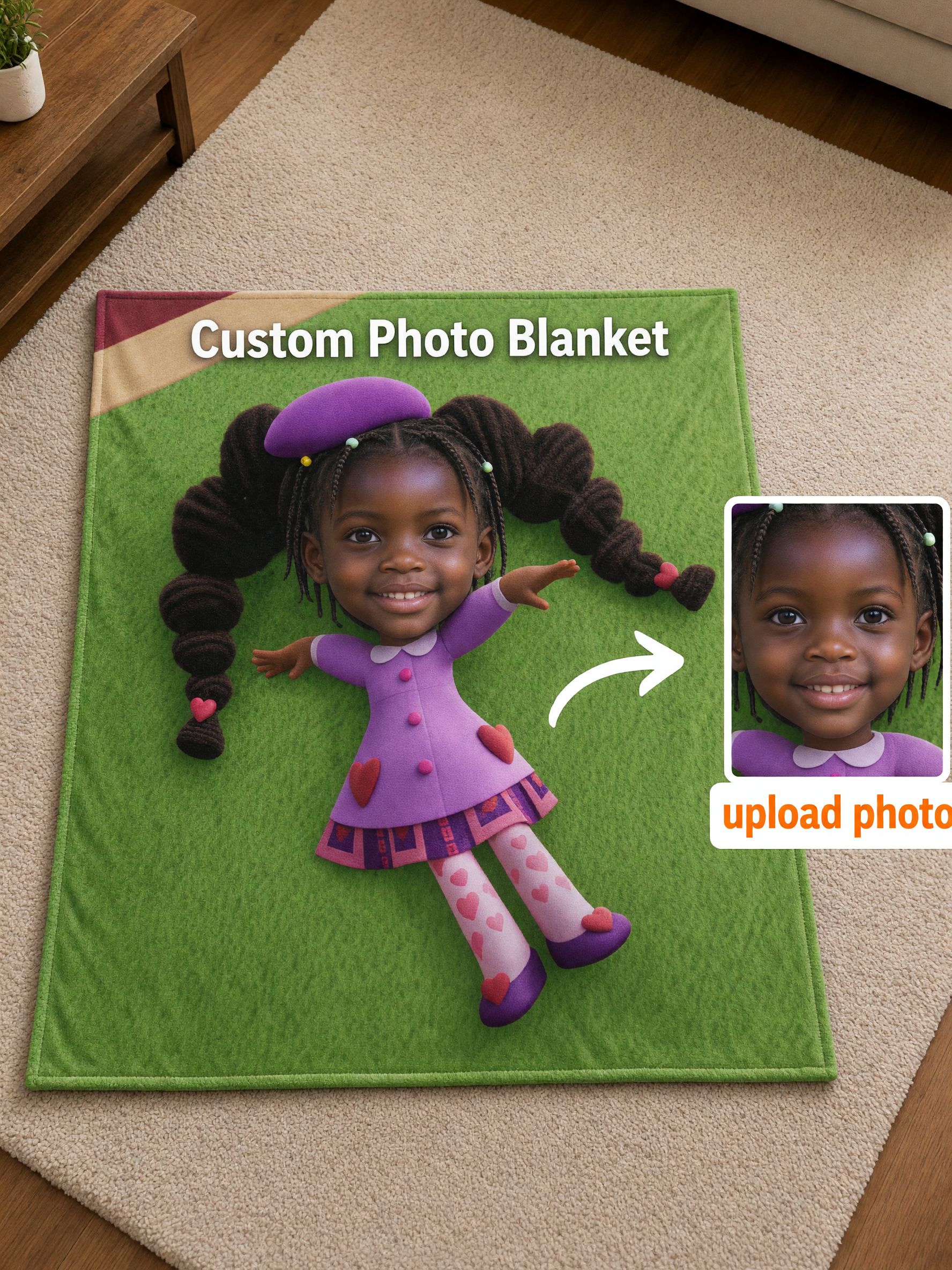 Custom Face Photo Blanket Personalized Cartoon Character Flannel Throw Ultra Soft Cozy Plush Ideal Customized Gift