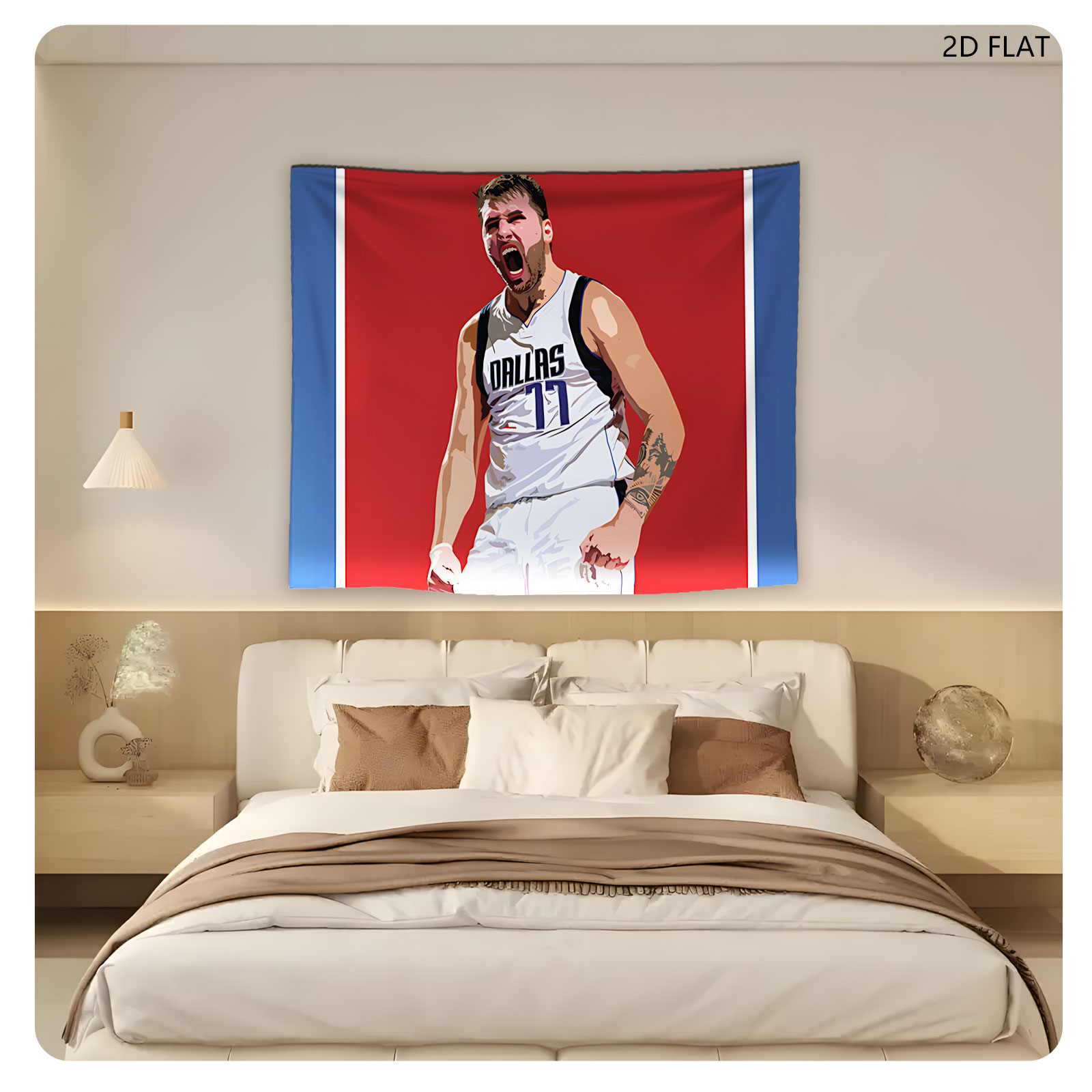 Luka Doncic, Dallas Mavericks #77, Basketball Player, Celebrating on Court - Tapestry