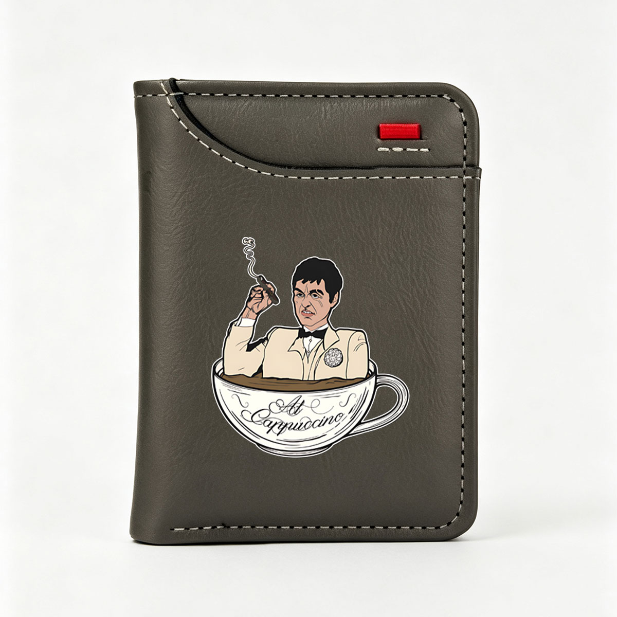 Al Capone in a Cappuccino Cup - Vertical Style Wallet