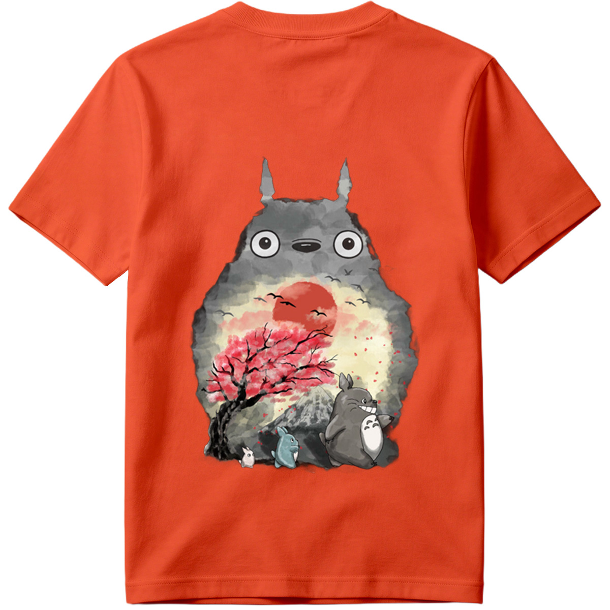 Totoro and Friends in Cherry Blossom Sunset - Tee