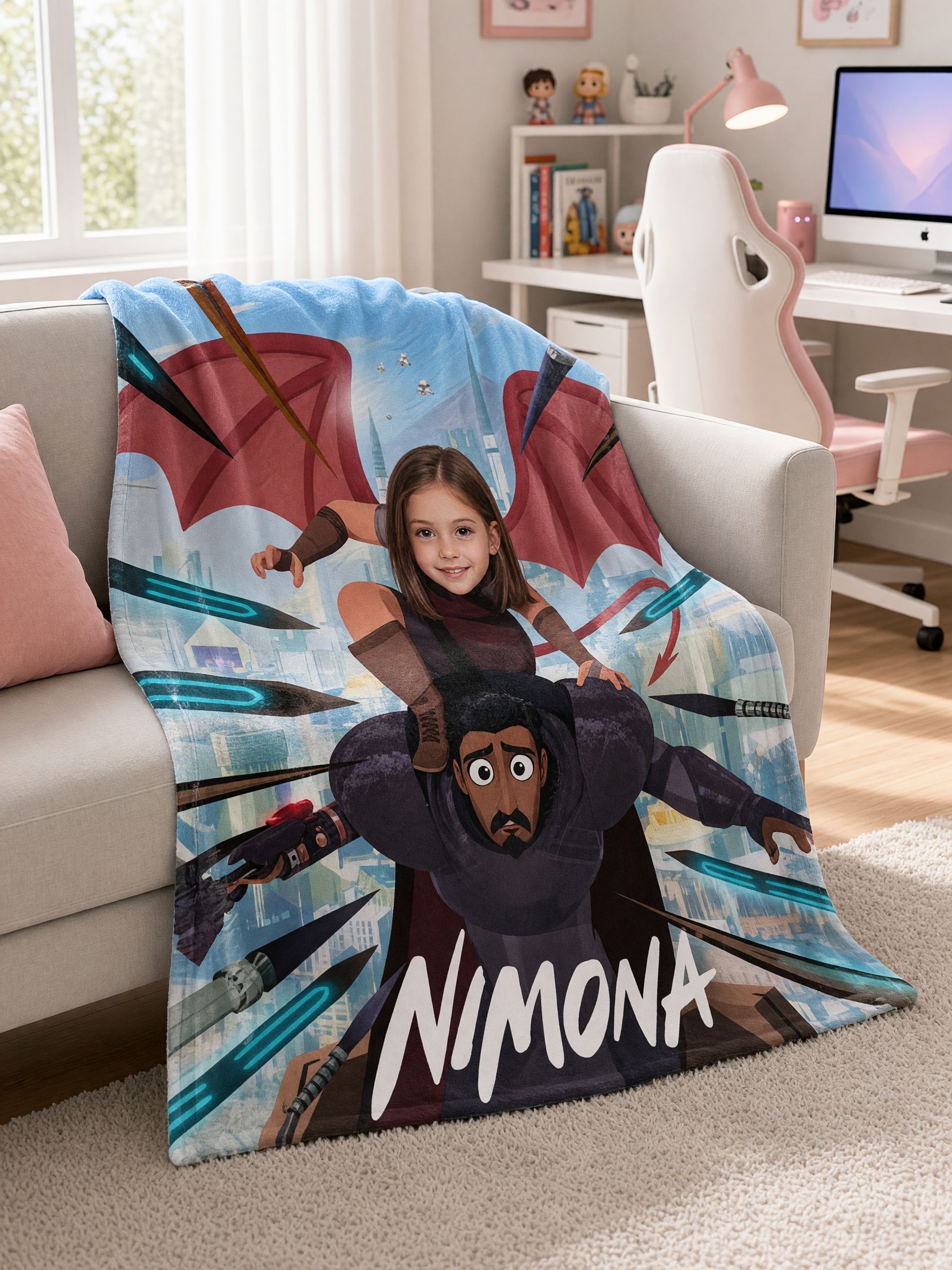 Custom Face Photo Blanket Personalized Hero Character Flannel Fleece Throw Ultra Soft Couch Bed Keepsake Gift