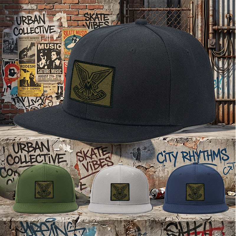Flat Brim Baseball Cap Embroidered Eagle Patch with 