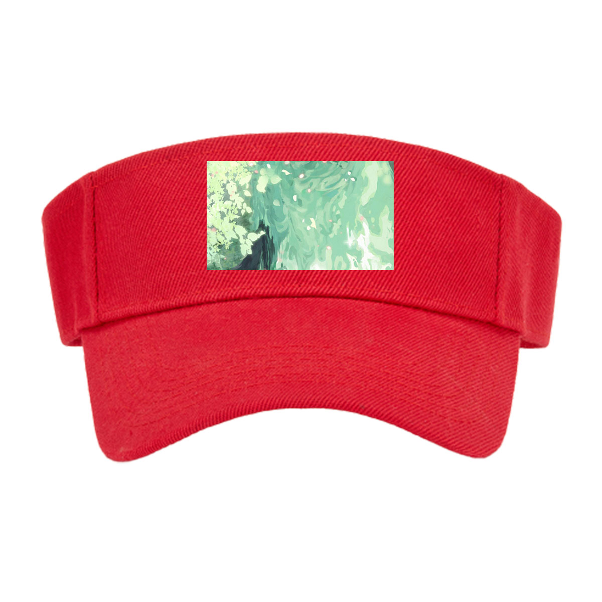 A woman floats gracefully in emerald waters, surrounded by blooming flowers and gentle ripples. -  Visor cap