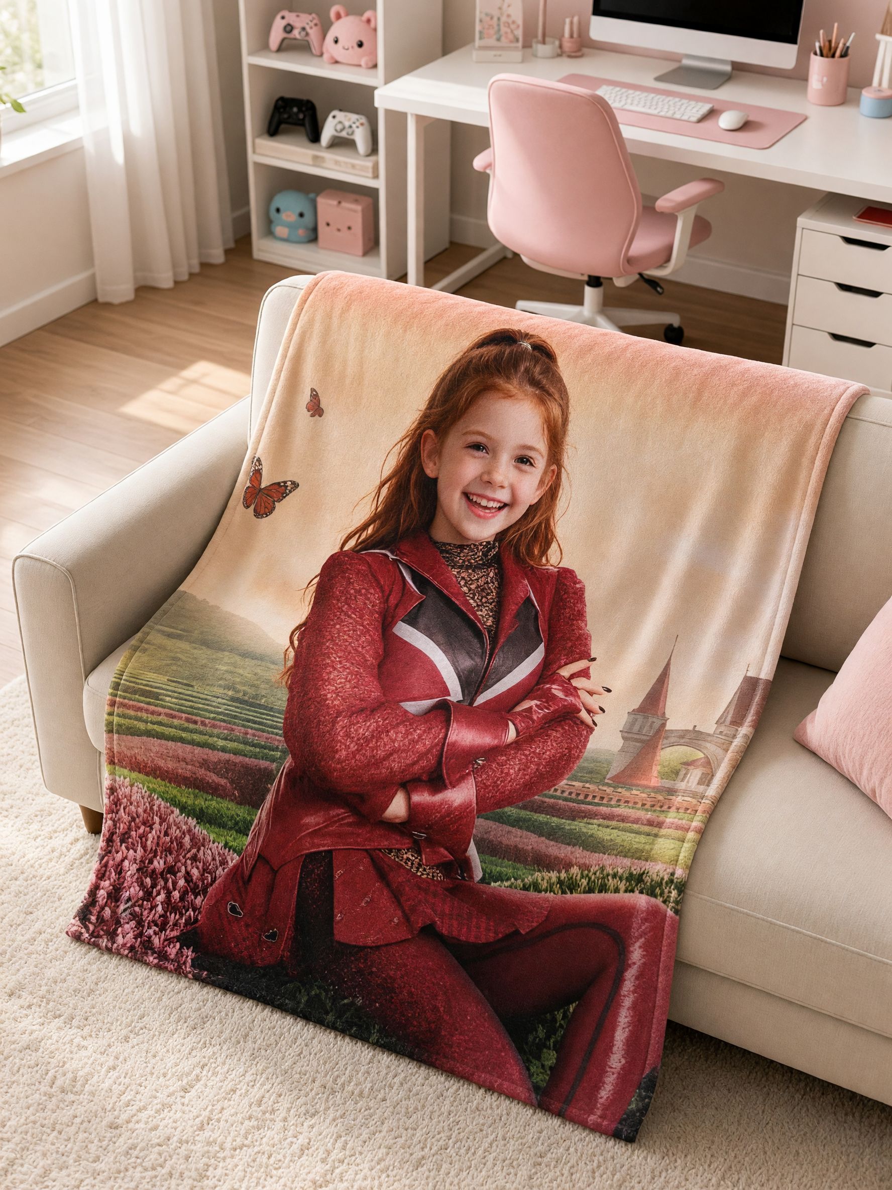Custom Face Blanket Personalized Photo Flannel Fleece Throw Soft Castle Princess Blanket Ideal Personalized Gift