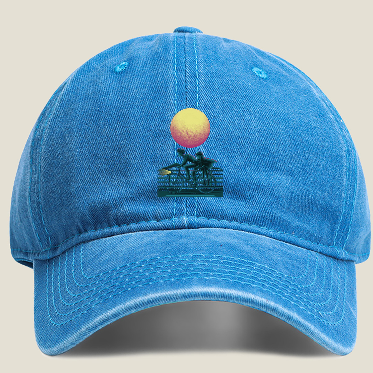 Two Riders Under the Neon Moon - Washed Denim - Baseball Cap