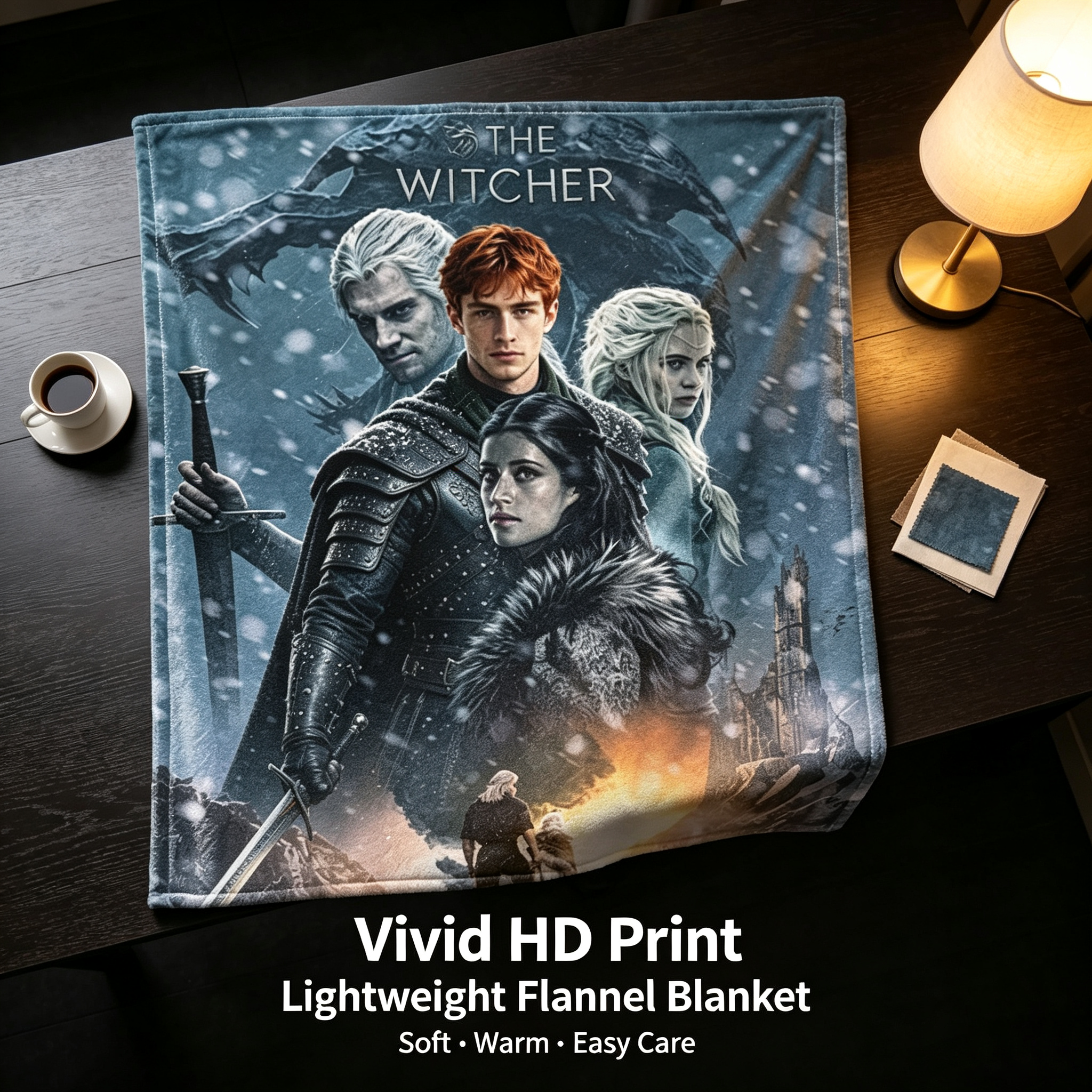 Custom Face Blanket The Witcher Netflix Series Flannel Blanket for Fans and Cosplay Gifts and Giveaways