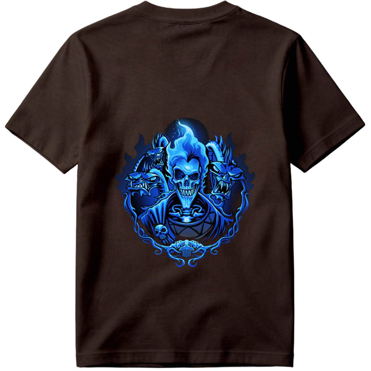 Blue Flame Skull with Demonic Creatures - Tee