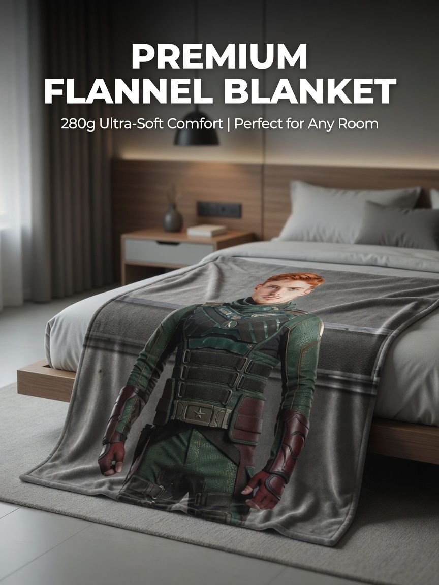 Custom Photo Face Blanket Personalized Flannel Fleece Throw Soft Anti-Pilling Cozy Bed Blanket for Unique Gift