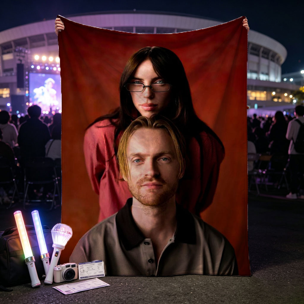 The Postal Service - Portrait of Ben Gibbard and Jenny Lewis Against a Warm Red Background - Blankets