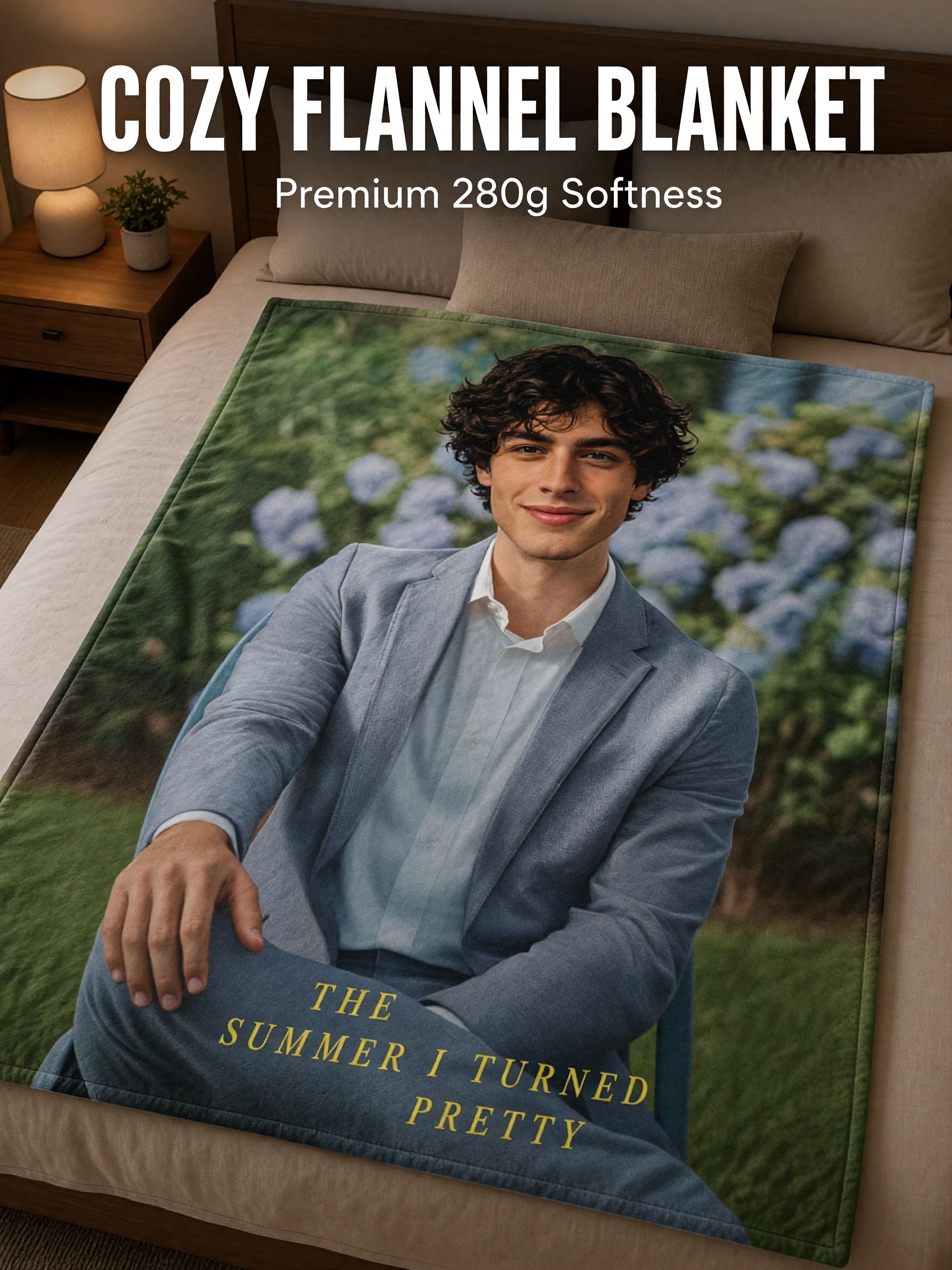 Custom Photo Portrait Flannel Blanket Ultra Soft Anti Pilling Plush Throw Cover Ideal Personalized Gift for Bed Couch