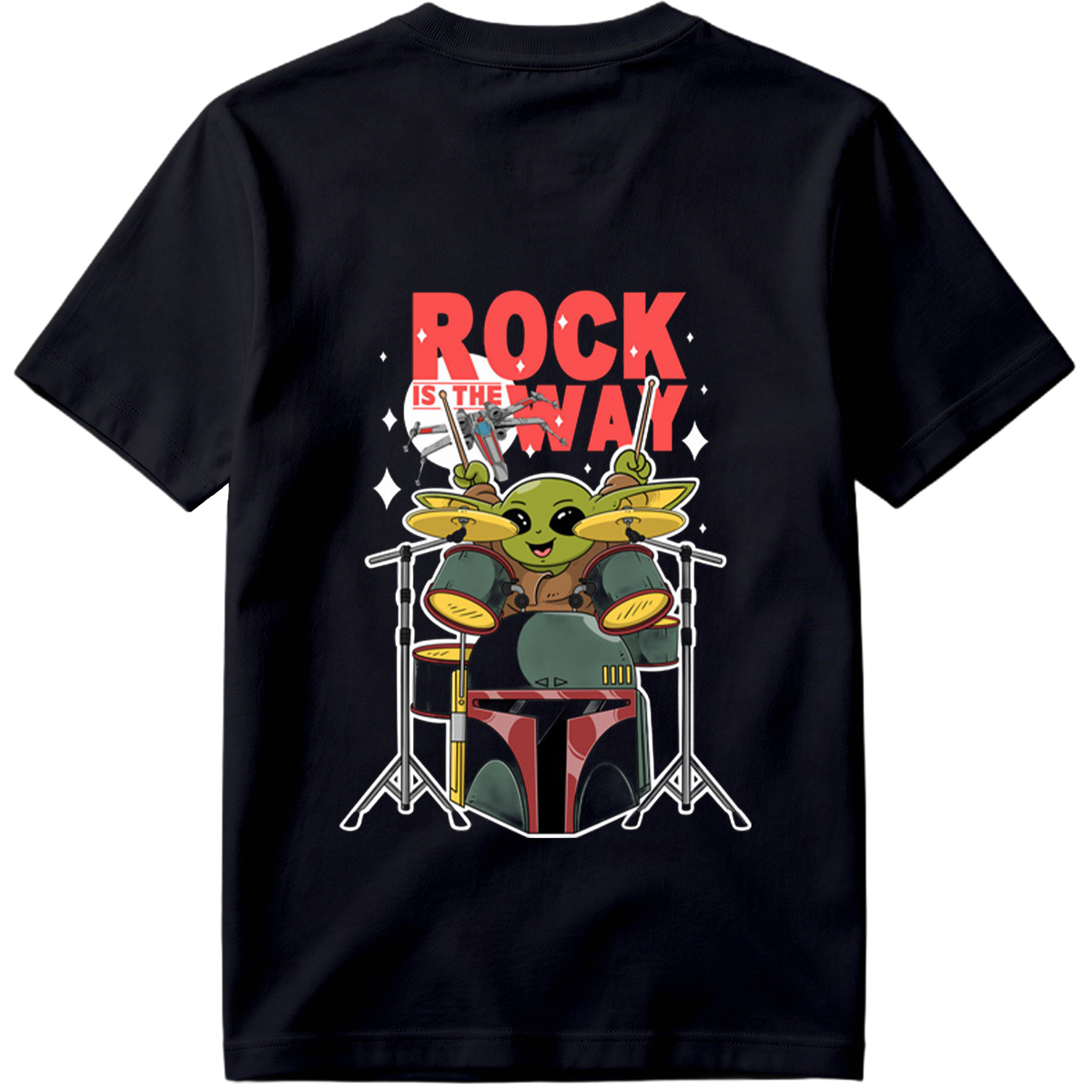 Baby Yoda Playing Drums Rock Is The Way - Tee