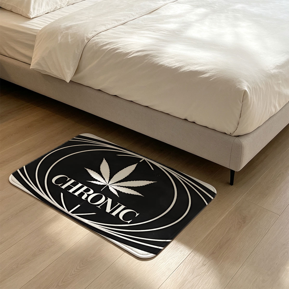 Chronic: Cannabis Brand Logo with Leaf Symbol - Flannel floor mat