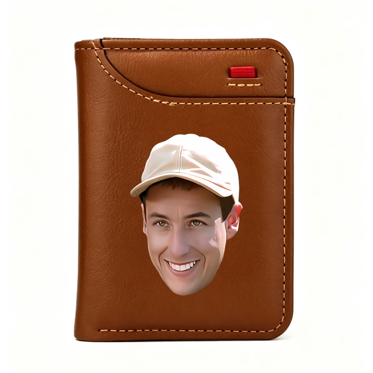 Smiling Man in White Cap - Vertical Style Wallet
