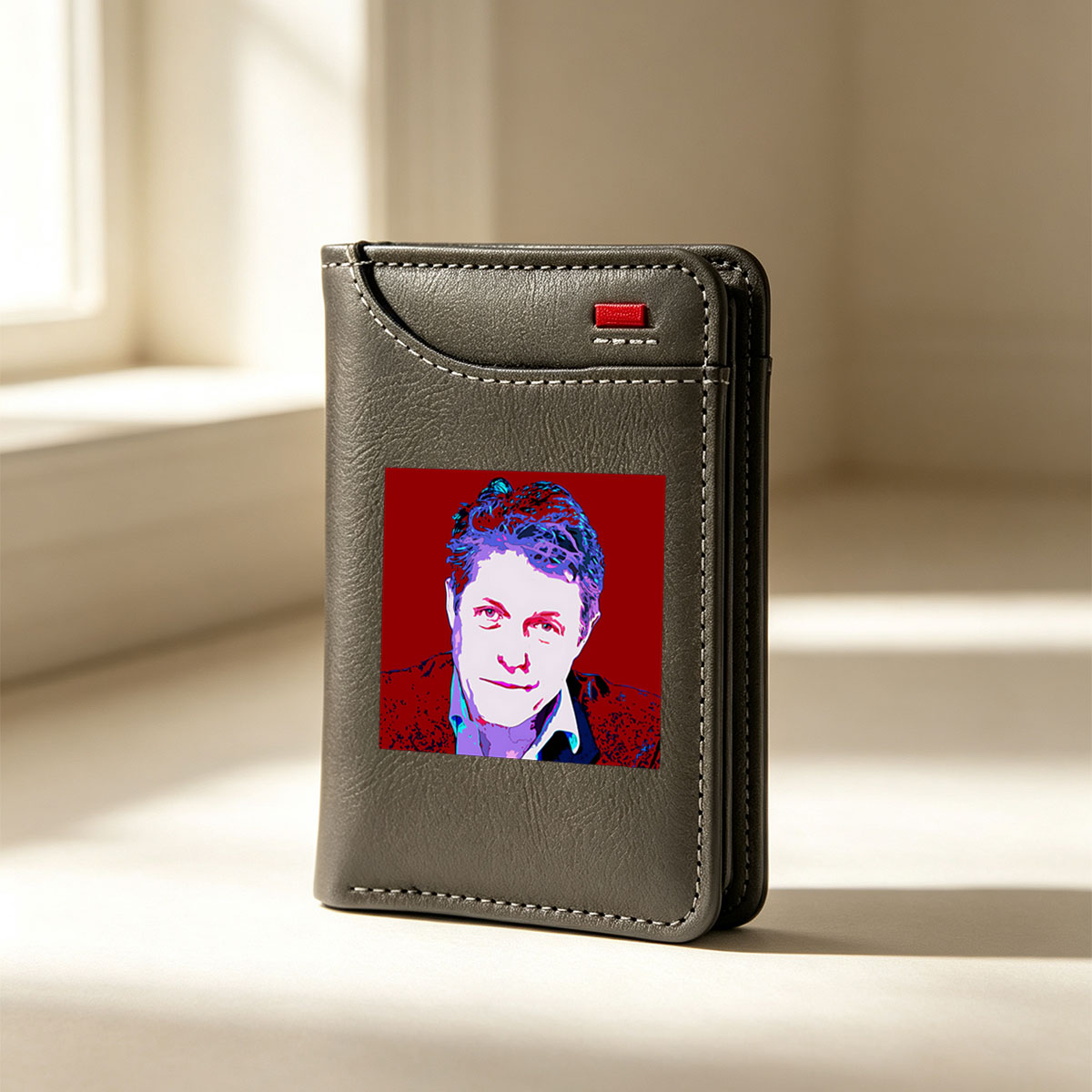 Pop Art Portrait of a Man with Vibrant Colors and Bold Strokes - Vertical Style Wallet
