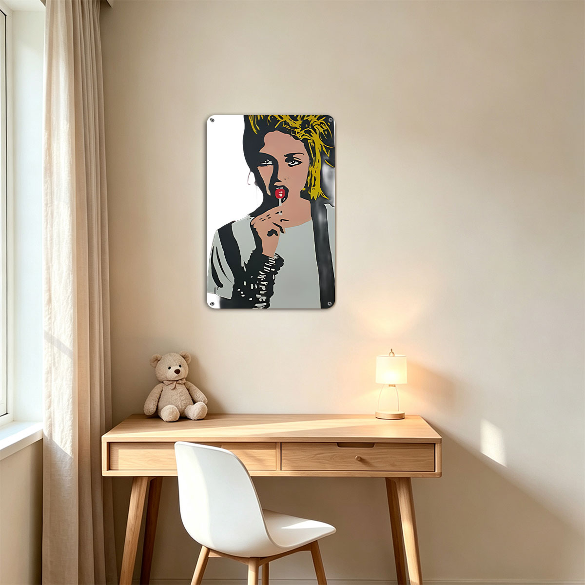 Pop Art Portrait of a Woman with Red Lollipop - painting