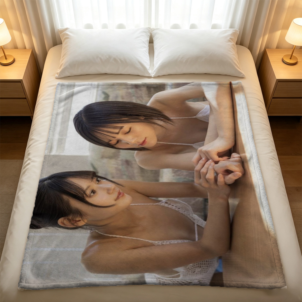 Bridal Lingerie Beauty on Couch - Blanket