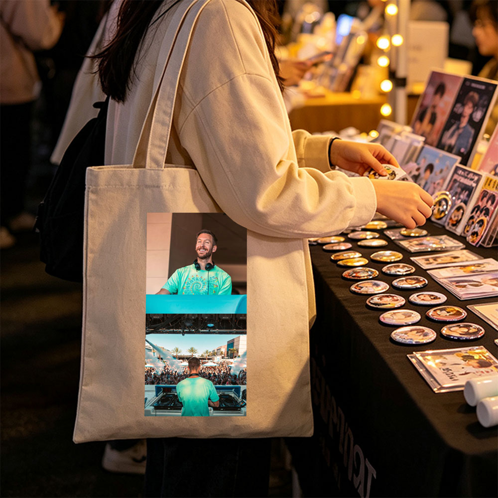 Dimitri Vegas & Like Mike Live Performance at Festival with Crowd and DJ Setup - Canvas tote bags
