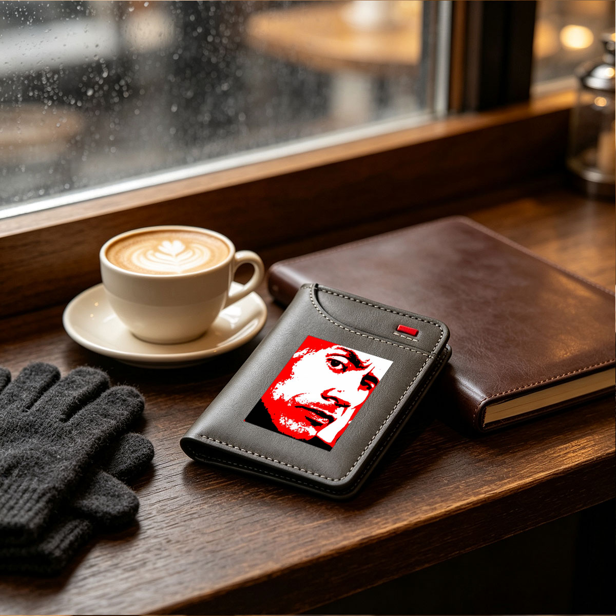 Mao Zedong Portrait in Red and White Stylized Art - Vertical Style Wallet