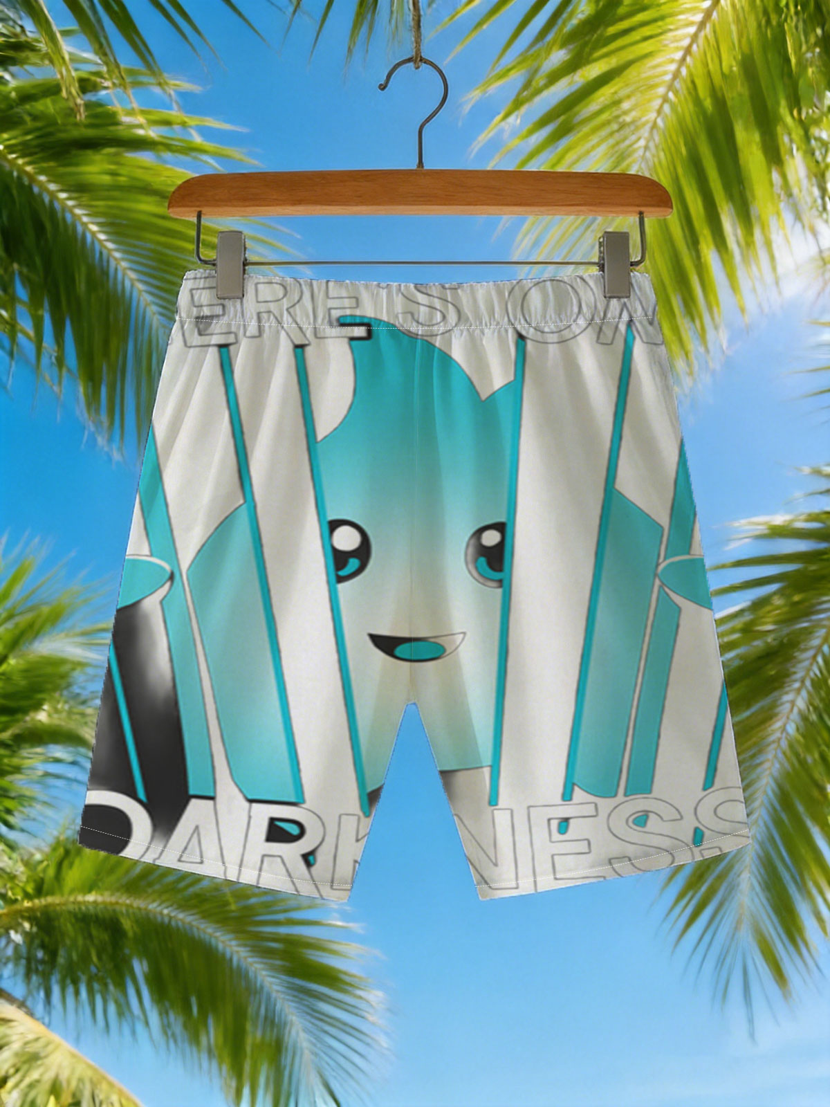 There's Only Darkness: Blue Character Behind Bars -  Beach shorts