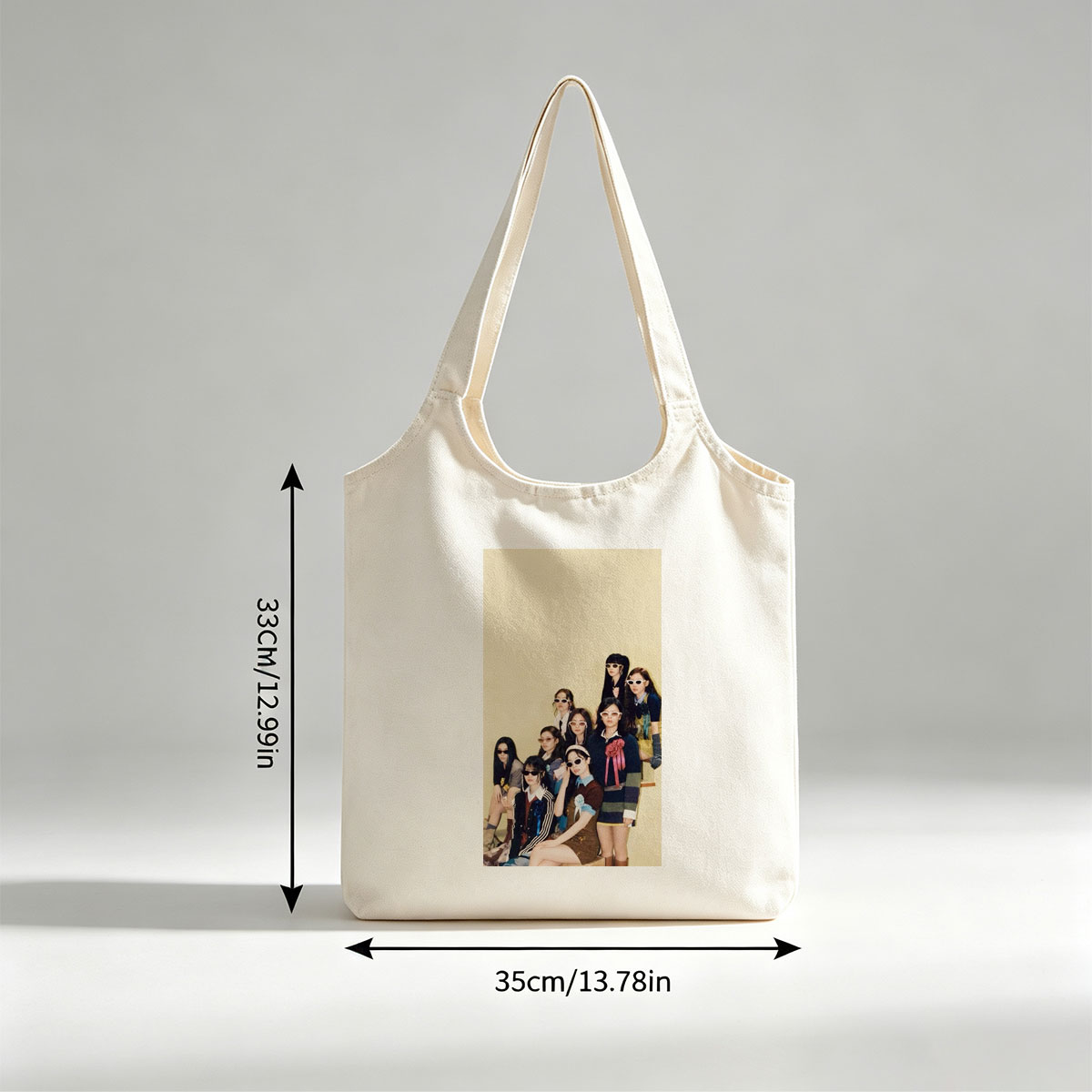 NewJeans Group Photo in Stylish Vintage Outfits with Sunglasses and Floral Accents - Canvas shoulder bags/