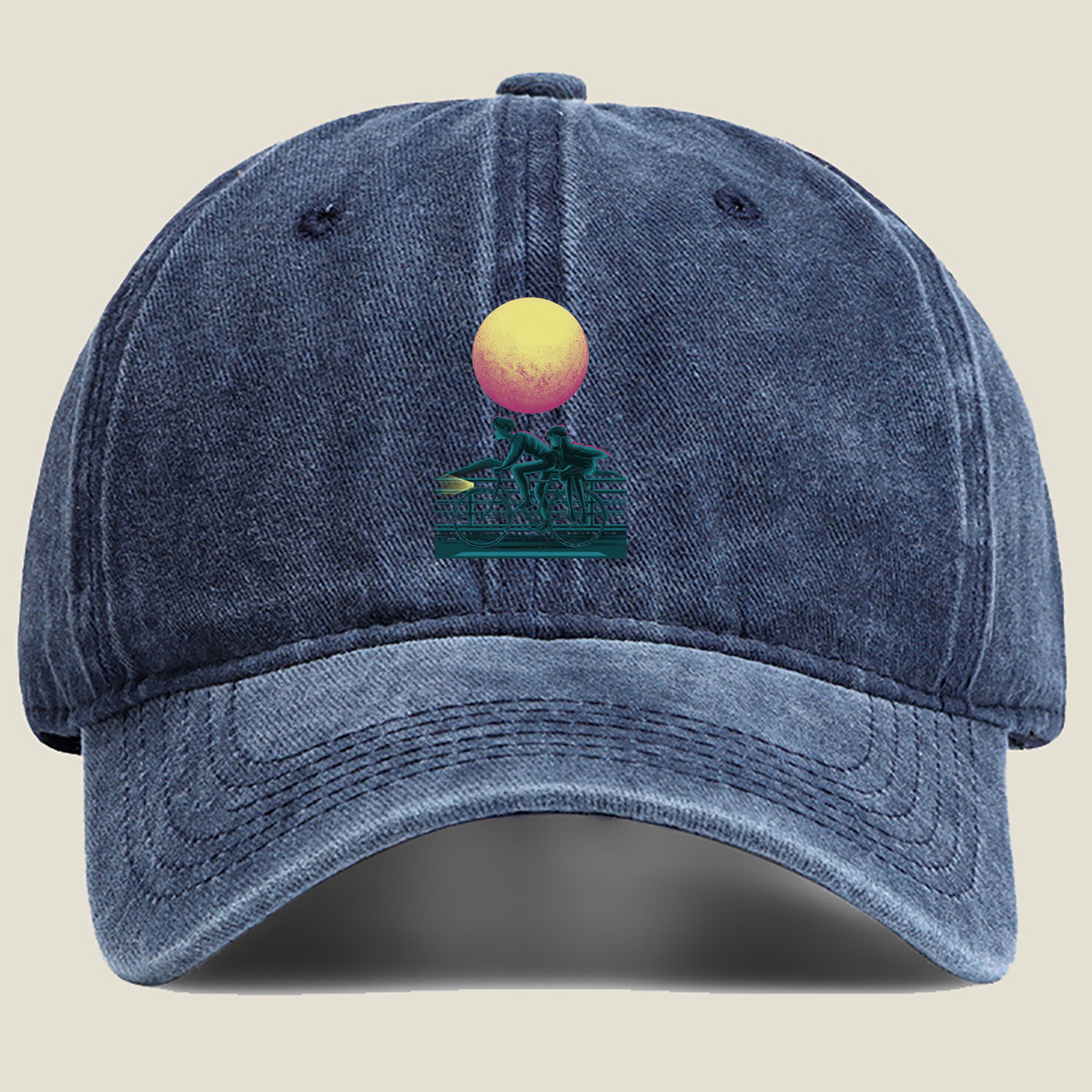 Two Riders Under the Neon Moon - Washed Denim - Baseball Cap