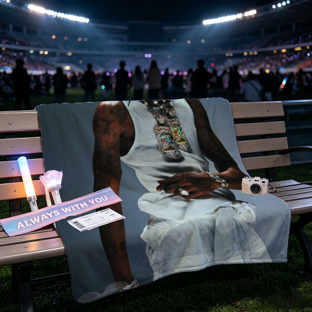 Travis Scott in a Fashion Editorial Pose Wearing a White Tank Top and Statement Jewelry for GQ - Blankets