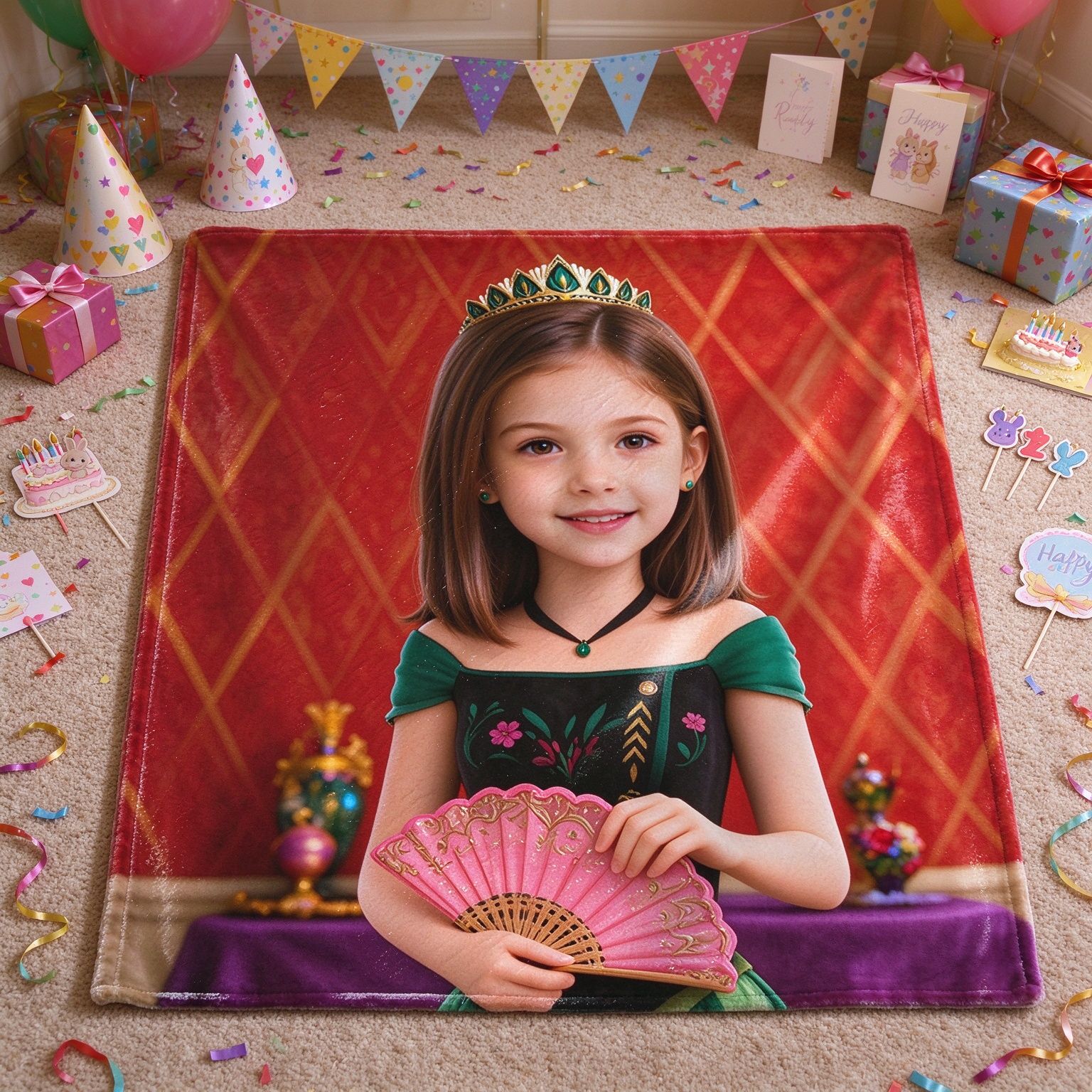 Custom Face Blanket Personalized Photo Princess Portrait Ultra Soft Cozy Flannel Throw Ideal Birthday Gift