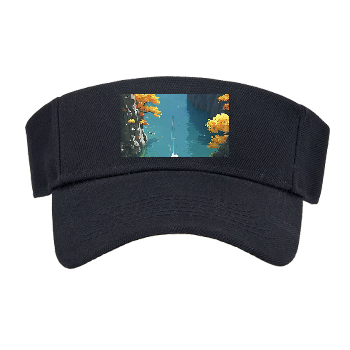 Sailboat Gliding Through Autumn Canyon -  Visor cap
