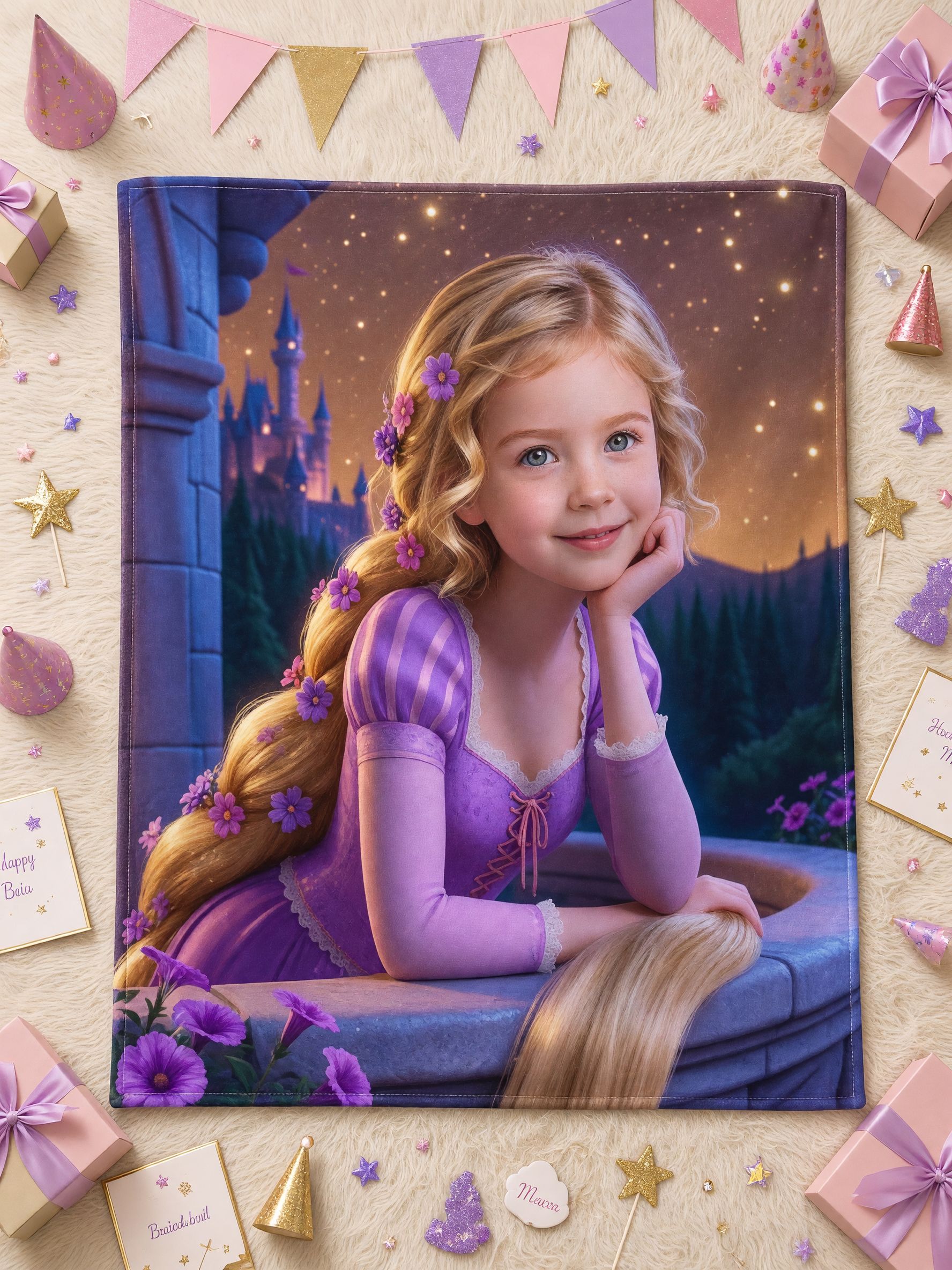 Custom Face Blanket Personalized Princess Photo Throw Ultra Soft Flannel Bed Blanket Ideal Cozy Birthday Gift for Girls