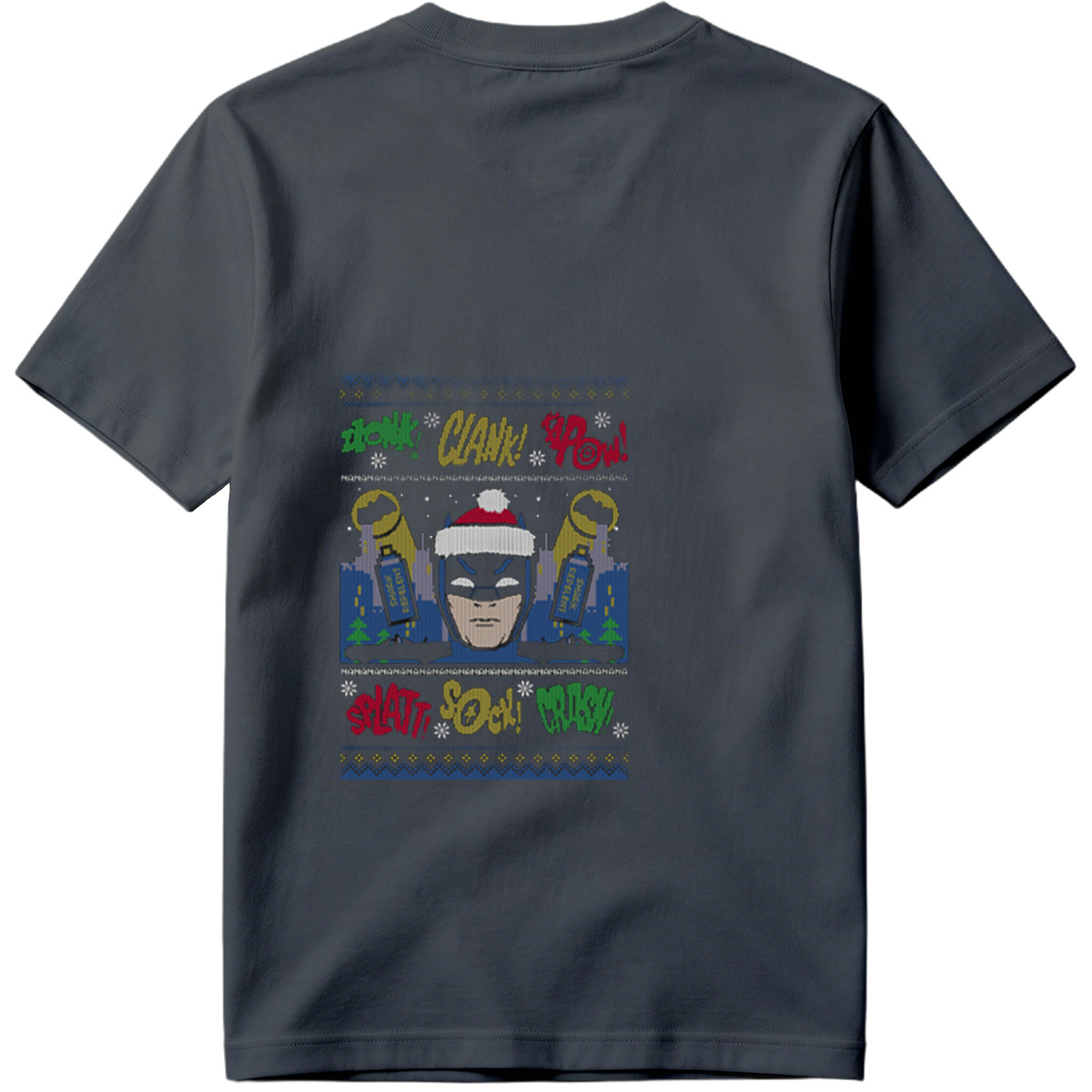 Batman Christmas Sweater with Comic Sound Effects - Tee