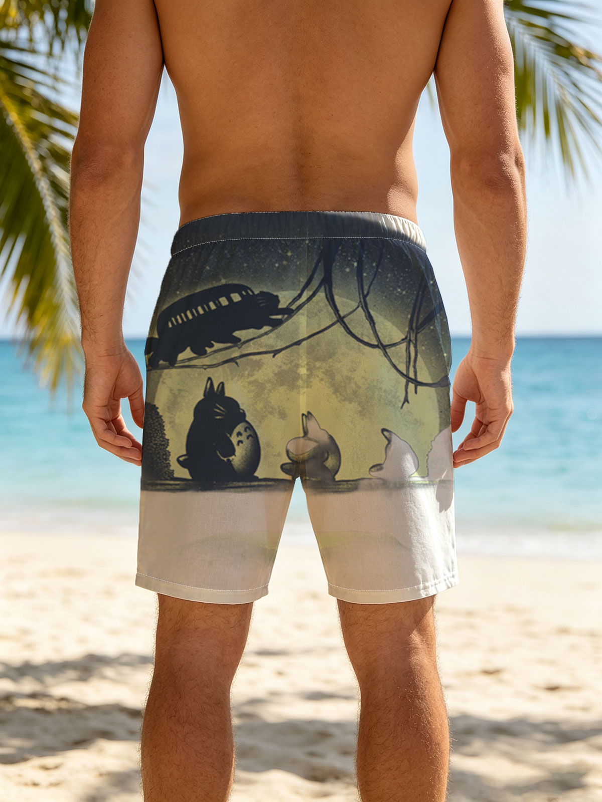 Totoro and Friends Under the Moonlight -  Beach shorts