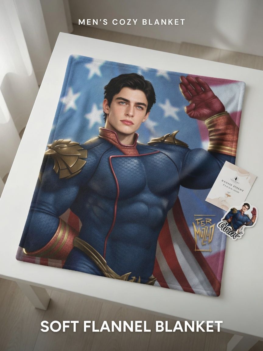 Custom Photo Blanket Personalized Superhero Portrait Ultra Soft Flannel Fleece Throw Ideal Gift for Family and Friends